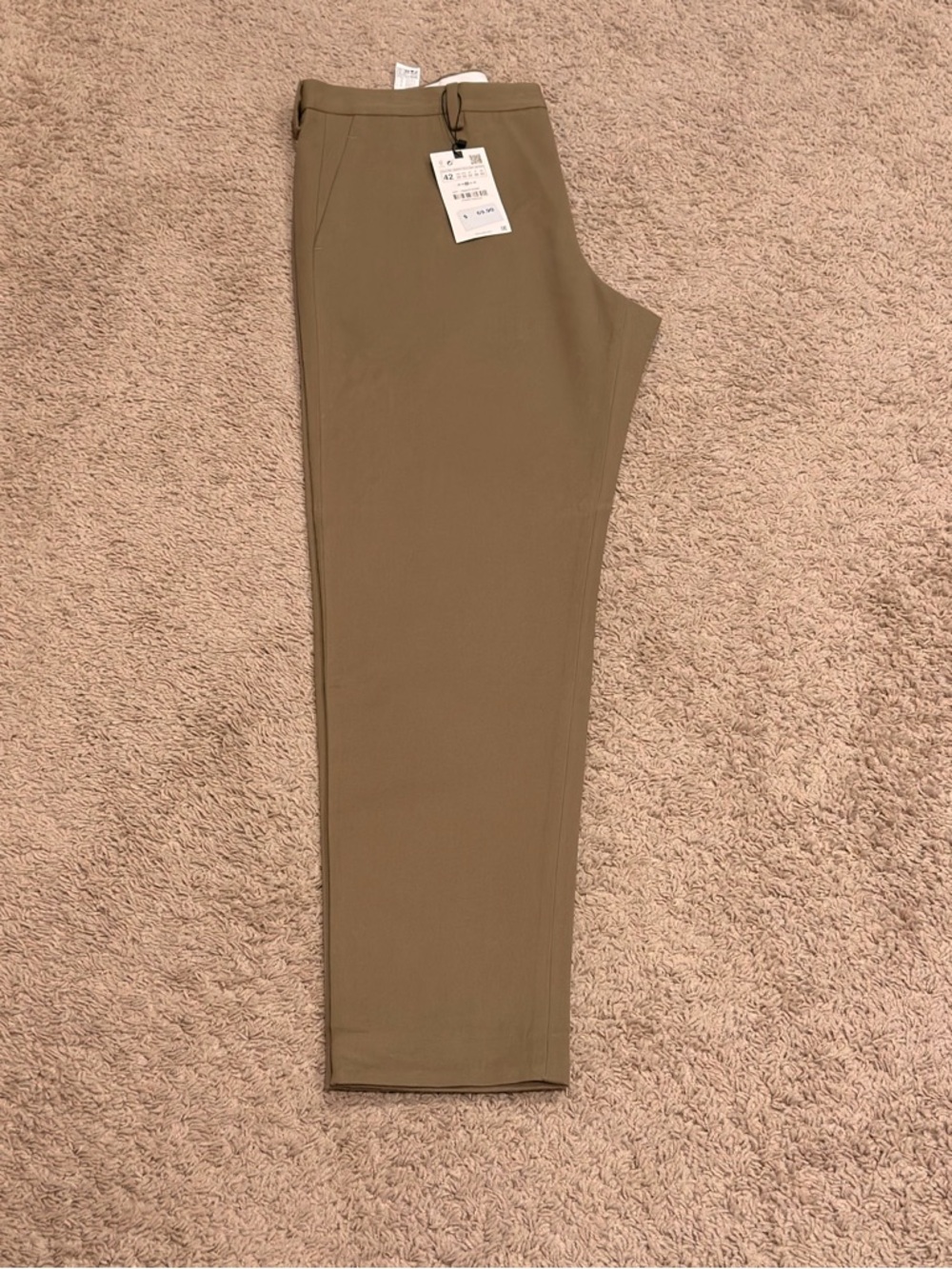 Zara Men's Slim Straight Khaki Chinos - Olive Tan